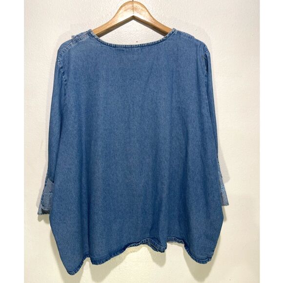 CST Blues denim skirt set embroidery ruffle hem western cottage country women 4X - Picture 3 of 8